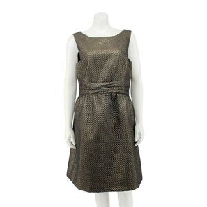Ivy & Blue Maggy Boutique Gold Quilted Textured Sleeveless Shift Dress Size 14